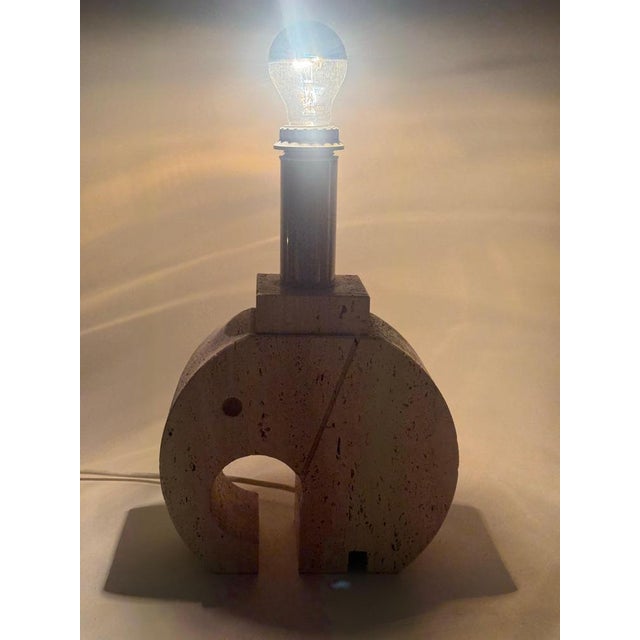 Mid-Century Italian Travertine Elephant Table Lamp Base, 1970s For Sale - Image 4 of 15