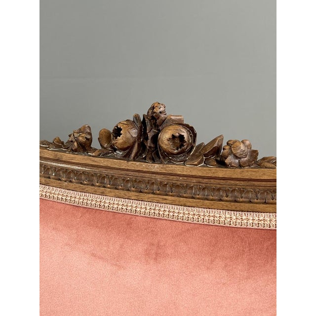 20th Century Louis XVI Bergère Armchairs in Carved Wood and Velvet, Set of 2 For Sale - Image 6 of 13