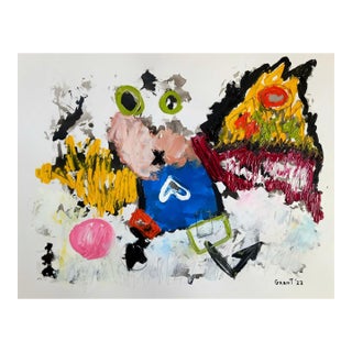 25.5" X 19.6" Contemporary Abstract Figurative Oil Painting, Unframed For Sale
