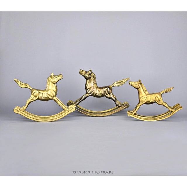 Vintage Solid Brass Rocking Horse Figurine For Sale - Image 4 of 4