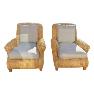 Pair of Original Ralph Lauren Woven Lounge Chairs For Sale