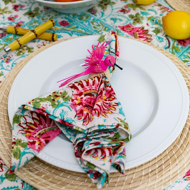 Furbish Raffia Napkin Ring - Pink Hummingbird | Chairish