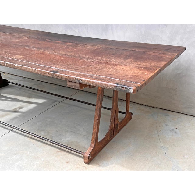 Industrial Modern Dining Table Walnut, Iron, 1940's For Sale - Image 9 of 10