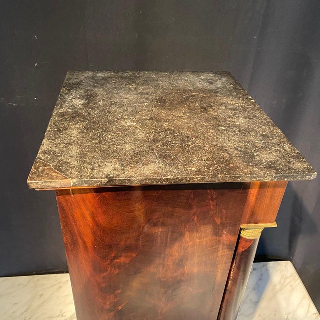 French Empire Nightstand or Side Table With Marble Top and Ormolu Mounts For Sale - Image 13 of 14