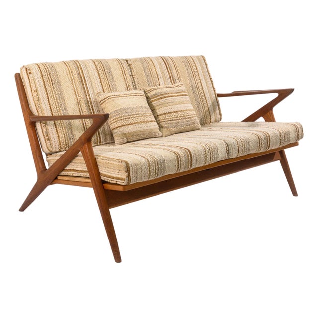 Rare 1960s Vintage Poul Jensen for Selig Z Settee Danish Teak Wood Sofa For Sale