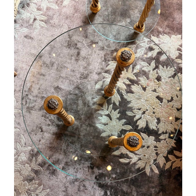 1960s Hollywood Regency Glass and Gilt Side Tables a Pair For Sale - Image 5 of 6