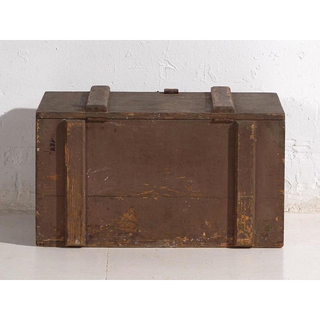 Small Antique Olive Green Chest, 1920s For Sale - Image 13 of 14