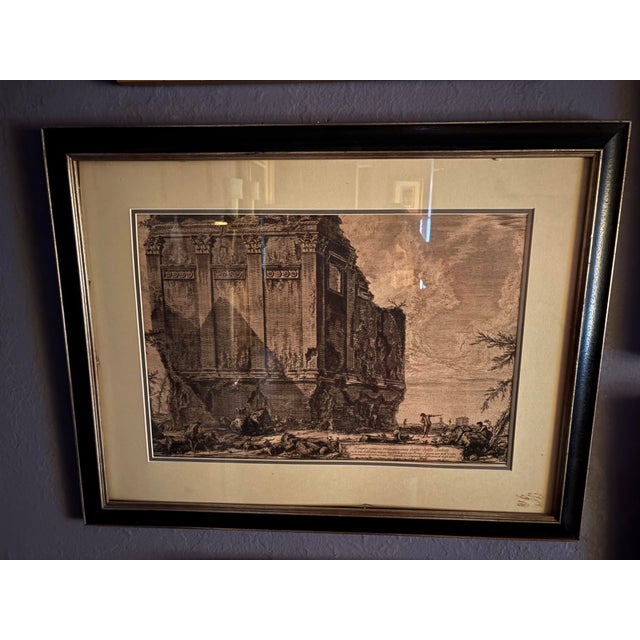 Framed Italian Print of Roman Ruins, 19th Century
