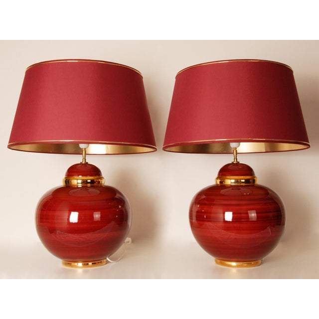 Tall French Vintage Ceramic table lamps vase lamps, a pair Material: Porcelain - Ceramic Design : Robert Kostka France...