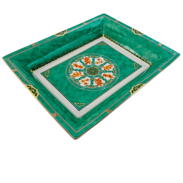 This is a beautiful and pristine condition Christofle porcelain rectangular vide poche or tray from the highly sought-...