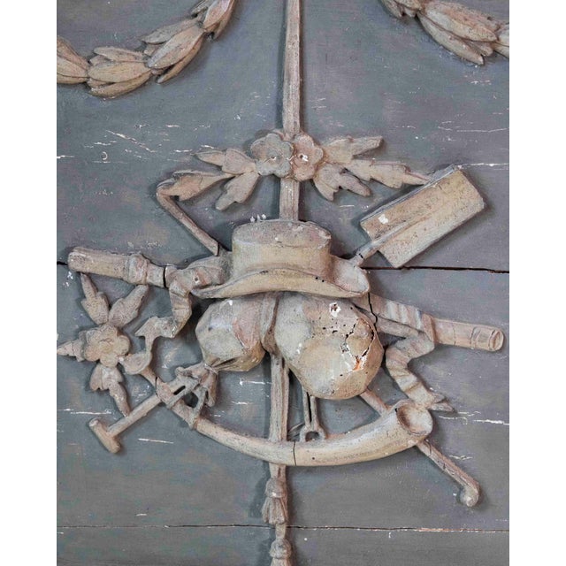 18th Century 18th Century Beautiful Louis XVI period trumeau in grey-green painted wood For Sale - Image 5 of 10
