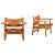 Easy Chairs in Oak and Cognac Brown Leather attributed to Børge Mogensen, 1950s, Set of 2 For Sale