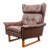 1960s Mid Century Danish Modern Lounge Chair Wingback Brown Leather High Back Armchair For Sale