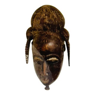20th Century Baule Portrait Mask in Lucite Museum Display For Sale