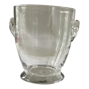 Vintage Large Clear Glass Ice Bucket.