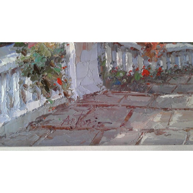 Mediterranean Scene by Antonio Di Viccaro Original Oil Painting ,ca 1980 Oil on canvas, 25" x 37", with the frame 30.5" x...