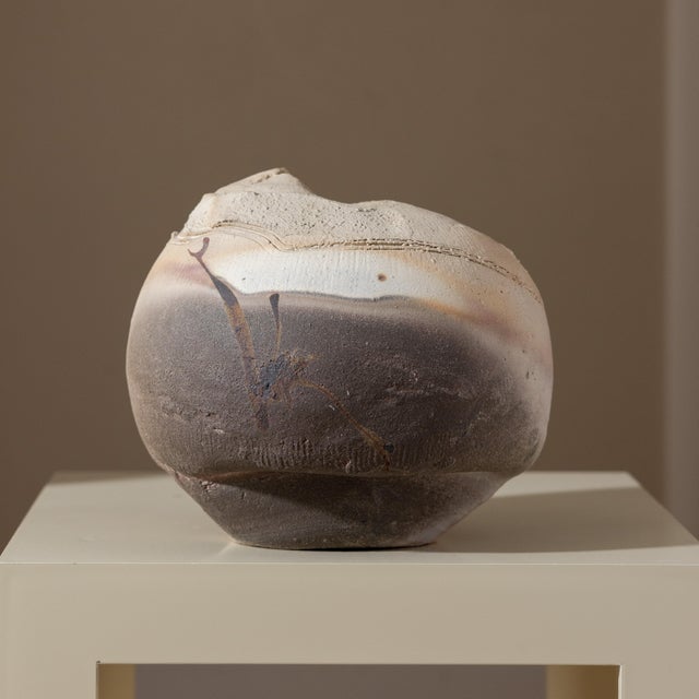 Sculptural ceramic vessel by Paul Soldner (American, 1921–2011), an influential figure in postwar American ceramics and a...