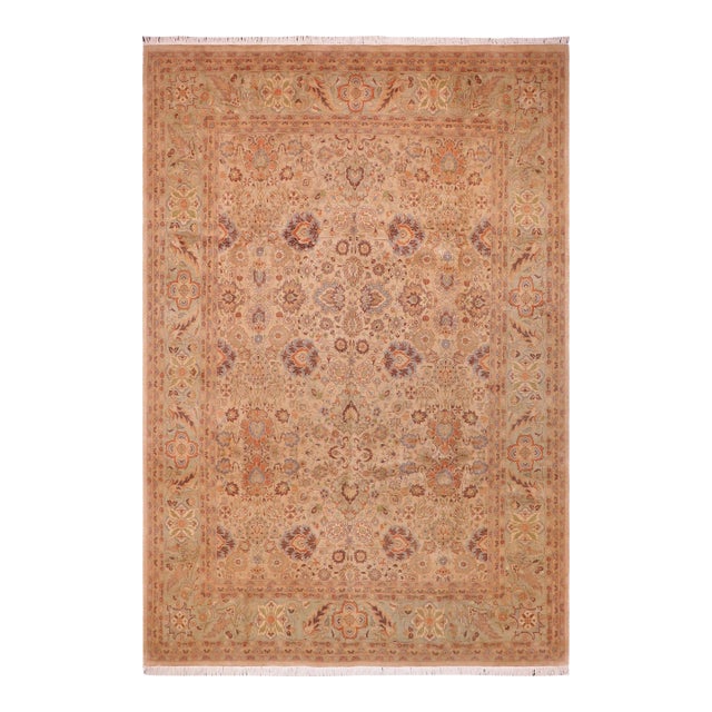1990's Pak-Persian Tan/Green Wool Rug - 9'0'' X 12'2'' For Sale