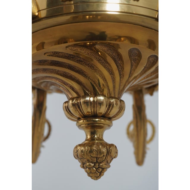 French Empire Style Solid Brass 8 Arm Chandelier For Sale - Image 4 of 14