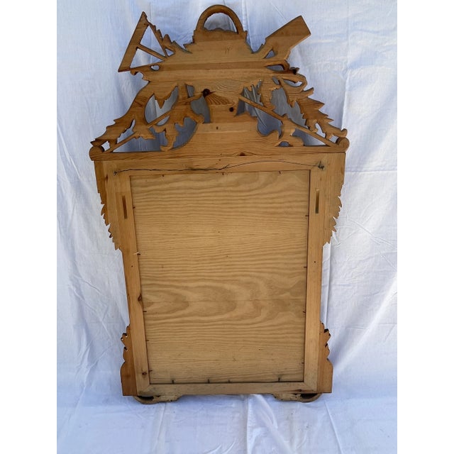 Carved Wood Mantel Mirror With Garden Tools & Basket For Sale - Image 12 of 12
