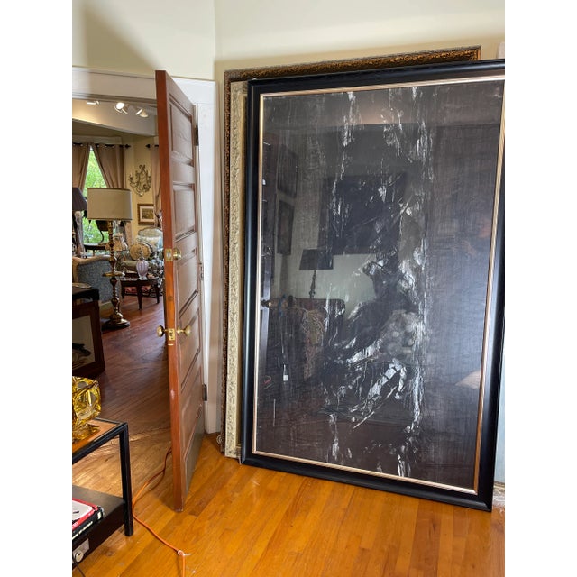 Black Vintage Abstract Expressionist Framed Painting For Sale - Image 8 of 8