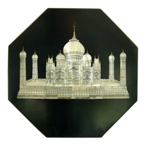 Antique Anglo Indian Visagapatam Stone Tile Mop TajMahal Inlay