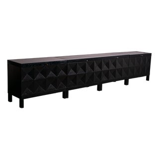 Brutalist Ebonized Sideboard by J. Batenburg for Mi Belgium, 1960s, Set of 3 For Sale