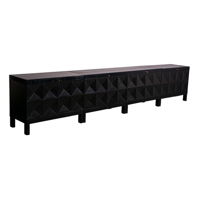 Brutalist Ebonized Sideboard by J. Batenburg for Mi Belgium, 1960s, Set of 3 For Sale
