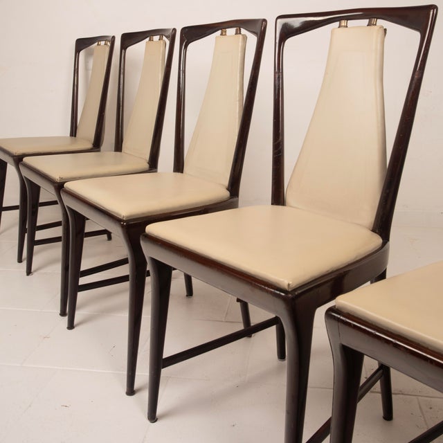 Mid-Century Modern Italian Mahogany Stained Dining Chairs by Osvaldo Borsani for Abv, 1950, Set of 6 For Sale - Image 12 of 18