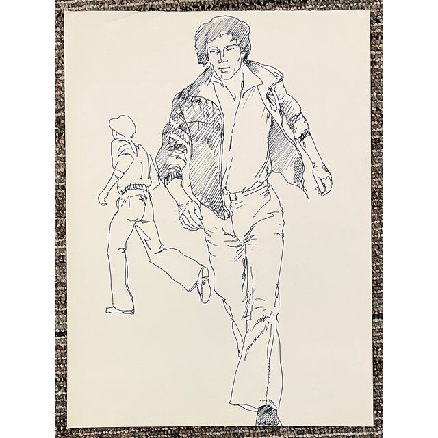 1970s ink drawing on glossy paper from the estate of Northwest School artist Neil Meitzler (1930 - 2009). Unsigned, estate...