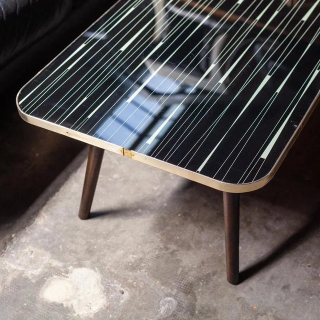 Mid-Century Modern Coffee Table with Etched Top, 1950s For Sale - Image 3 of 12