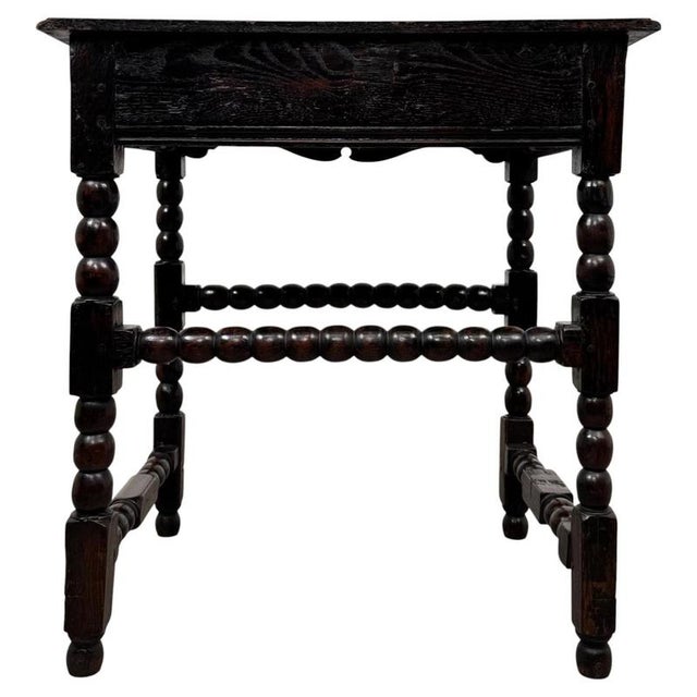 Brown Antique 19th Century English Oak Bobbin-Turned Side Table For Sale - Image 8 of 12