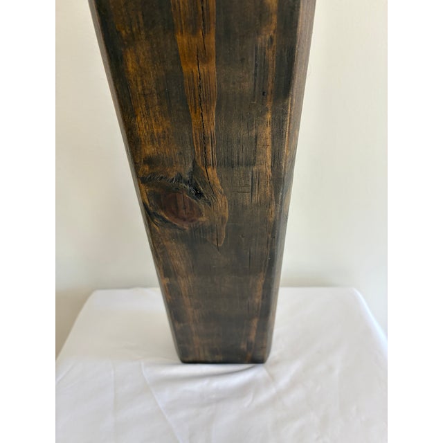 Vintage Rustic Wooden Candle Holder With Glass Inserts For Sale - Image 9 of 10