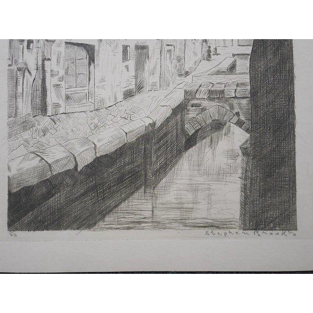 English Original Pencil Signed Ltd. Ed. Antique Engraving-Venice-By Stephen Brooks For Sale - Image 3 of 3