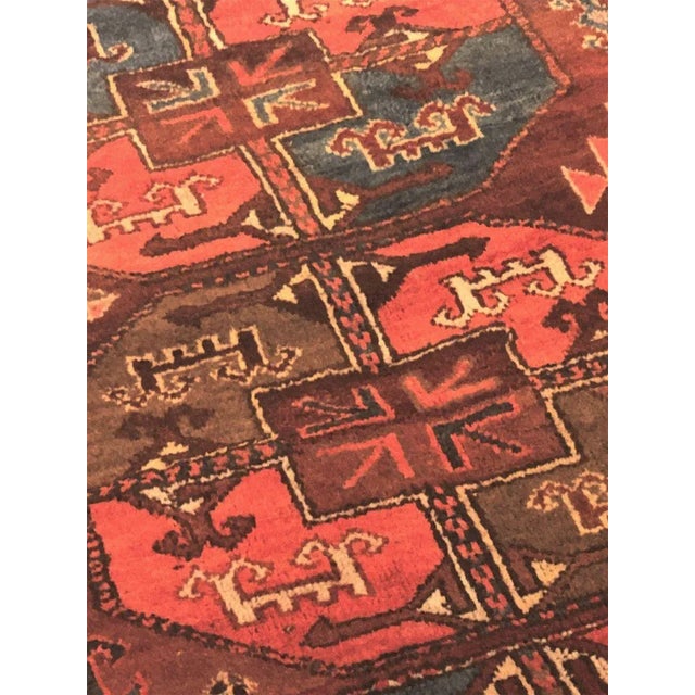 Textile 19th Century Brown, Yellow & Blue Rug, 1890s For Sale - Image 7 of 17