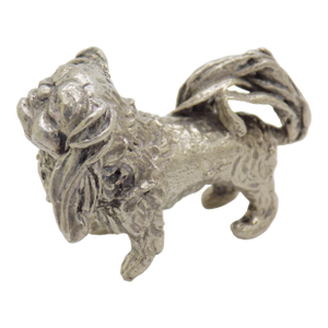 Vintage Italian Handmade Genuine Silver 1950s Pekingese Dog Figurine Miniature