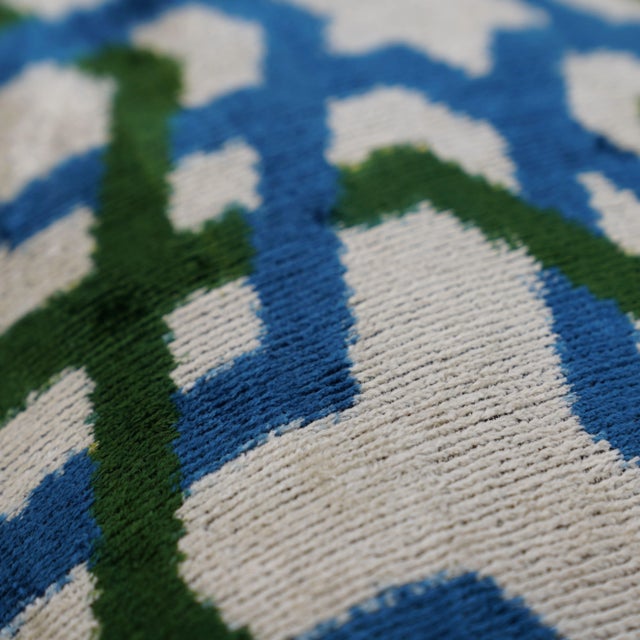 Contemporary Blue & Green Handmade Silk Throw Pillow With Down Insert For Sale - Image 11 of 13