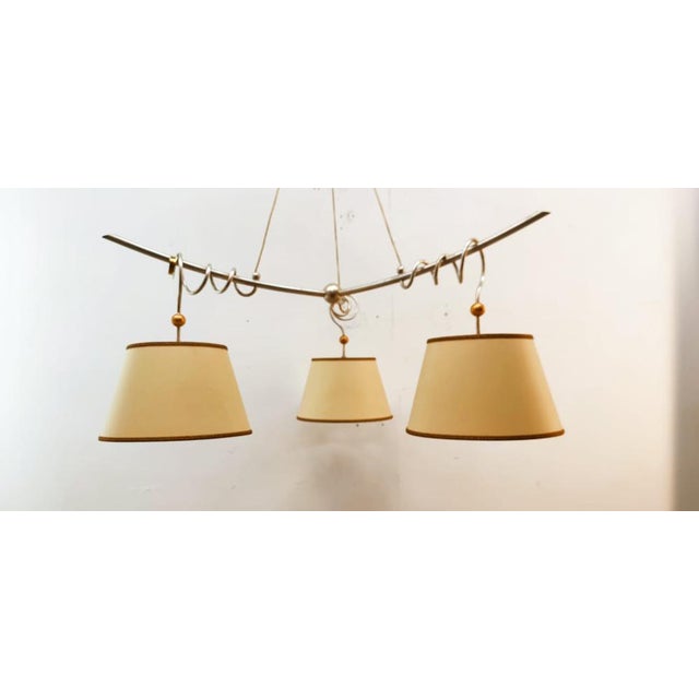 Metal and Parchment Suspension Light For Sale - Image 9 of 18