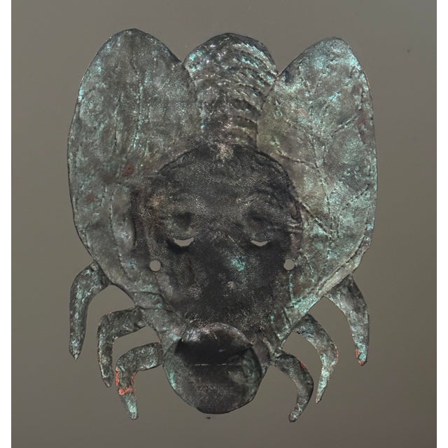 Copper Antique Mexican (Guerrero) Hammered Copper Folk Art Festival Mask For Sale - Image 8 of 8