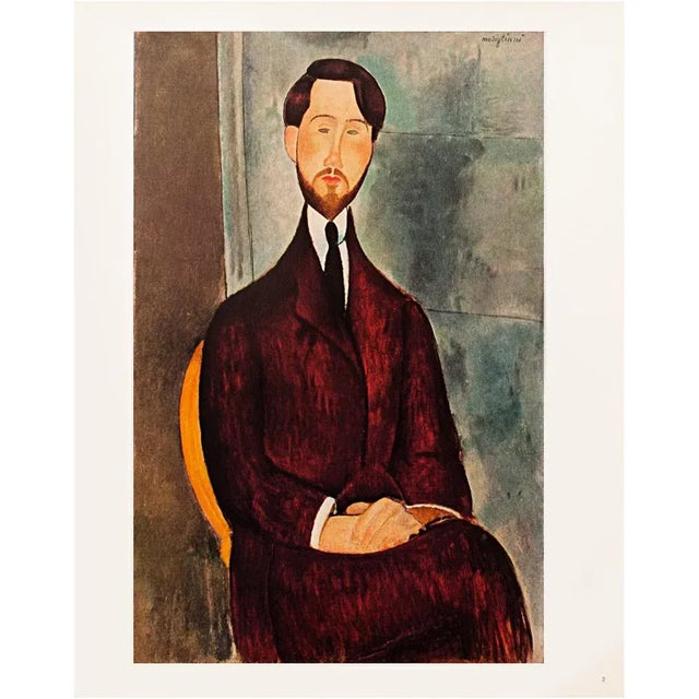 A refined and elegant large vintage full-color print after Portrait of Leopold Zborowsky (1917) portrait by Amedeo...
