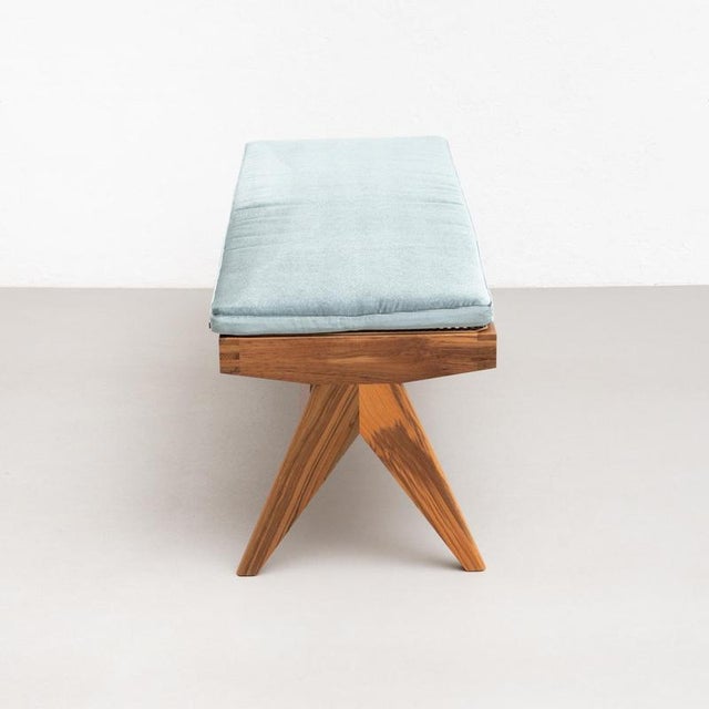 Civil Bench in Wood and Woven Viennese Cane with Cushion by P. Jeanneret for Cassina For Sale - Image 10 of 17