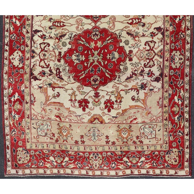 Tribal Antique Turkish Sivas Rug With Red, Taupe, Light Green and Cream Colors For Sale - Image 3 of 15