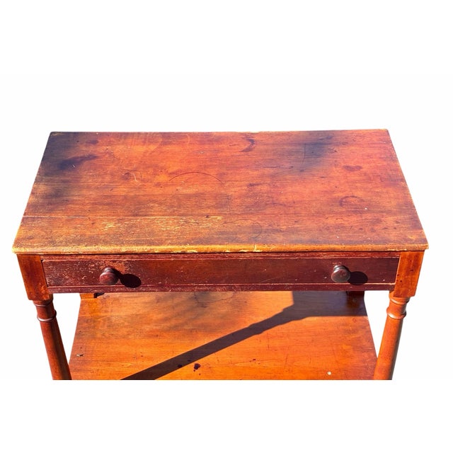Farmhouse Antique Country Primitive Cherry & Pine Farmhouse Work Table / Server 31” Wide For Sale - Image 3 of 10