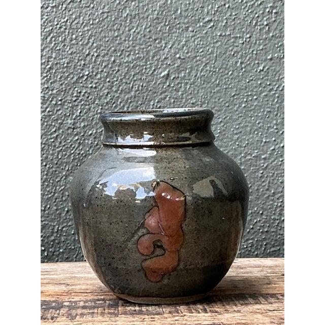 Late 20th Century Vintage Glazed Ceramic Vase For Sale - Image 5 of 12