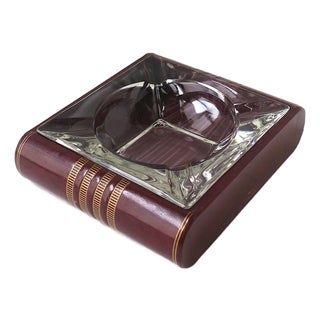 Art Deco Leather Catchall Ashtray, Mid-20th Century For Sale