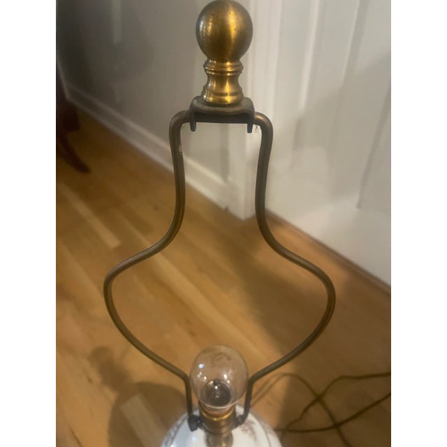 White 1950s Mid Century Modern Frederick Cooper Baluster Form White Porcelain and Brass Floral Lamp For Sale - Image 8 of 12