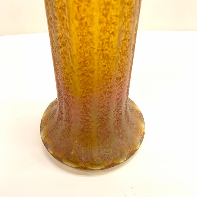 Vintage Amber Art Glass Vase With Brass Collar Mount For Sale - Image 9 of 10