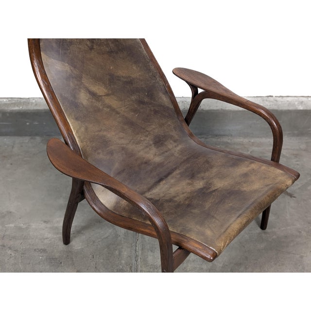 Mid Century Modern Leather Lamino Lounge Chair Attributed to Yngve Ekström for Swedese, c.1970s For Sale - Image 9 of 12