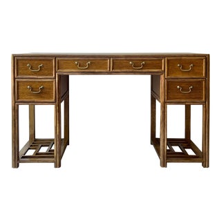 McGuire Chinese Chippendale Oak Desk For Sale