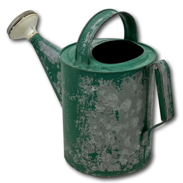 Early 20th Century Nice Small 6 Quart Size Vintage American Galvanized Steel & Brass Garden Sprinkler Watering Can For Sale - Image 5 of 12
